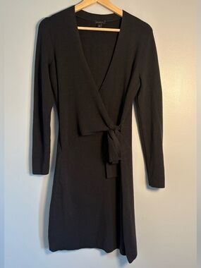 Ann Taylor Black Knit Wrap Dress size Small